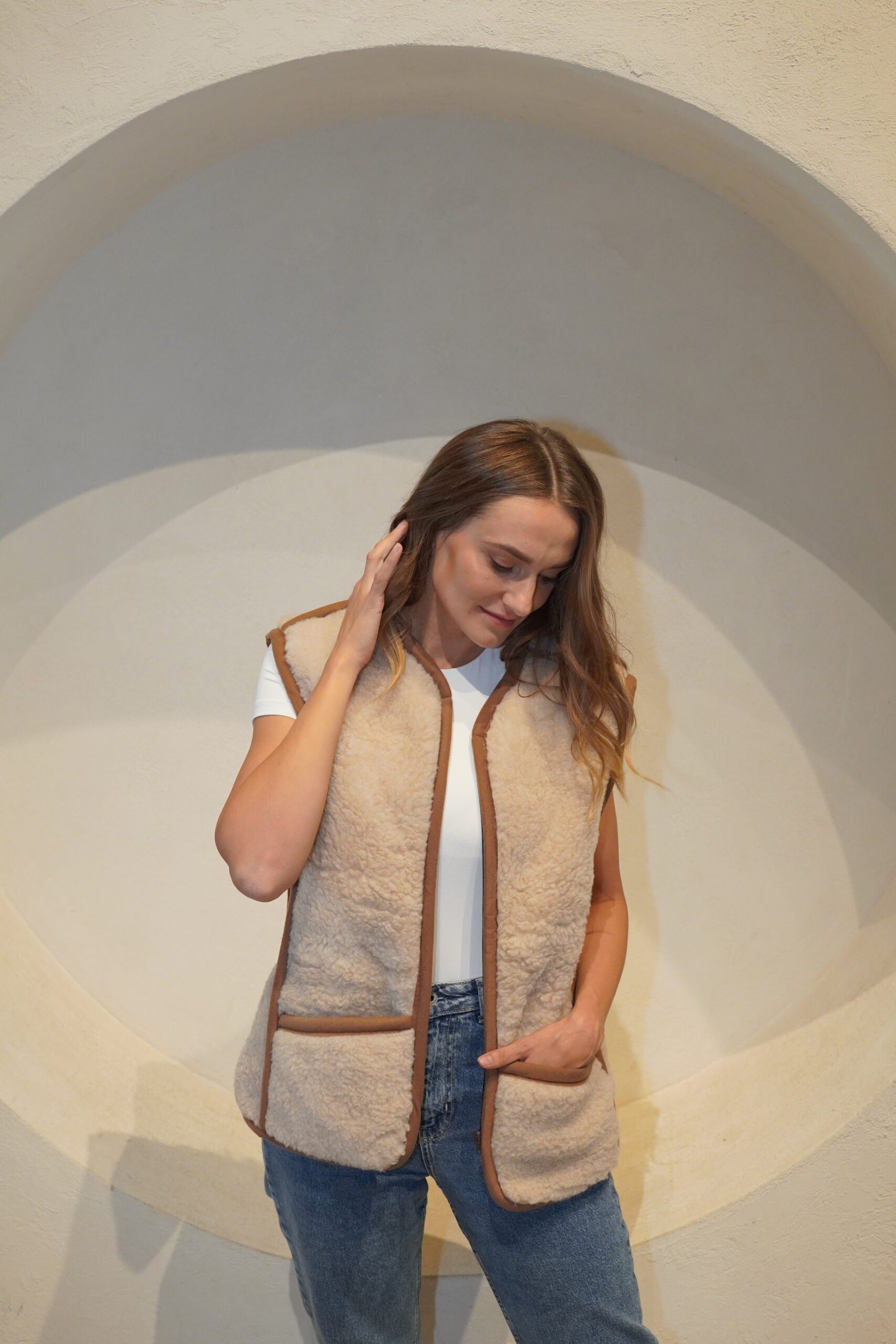 Merino vilnos liemenė kreminė 'UNISEX'