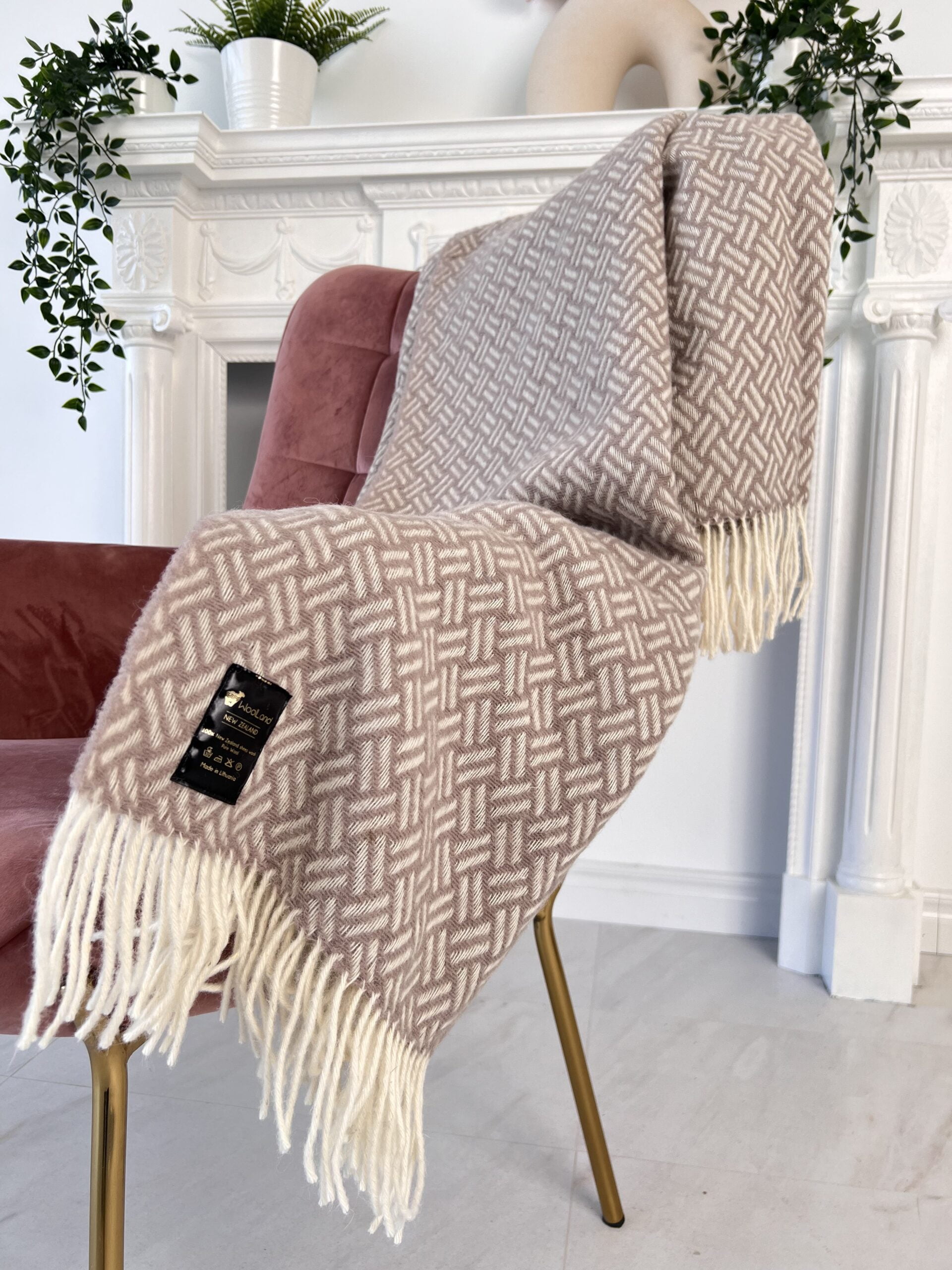 Woolland NEW ZEALAND Luxury 100% Vilnonis Pledas PINK 140x200